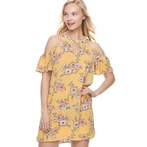 Adorable Lily Rose Floral Cold Shoulder mini dress